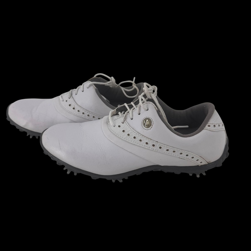 FootJoy Womens White Leather Wingtip Golf Shoes Softspikes Cleated Size 7.5 - Picture 5 of 7